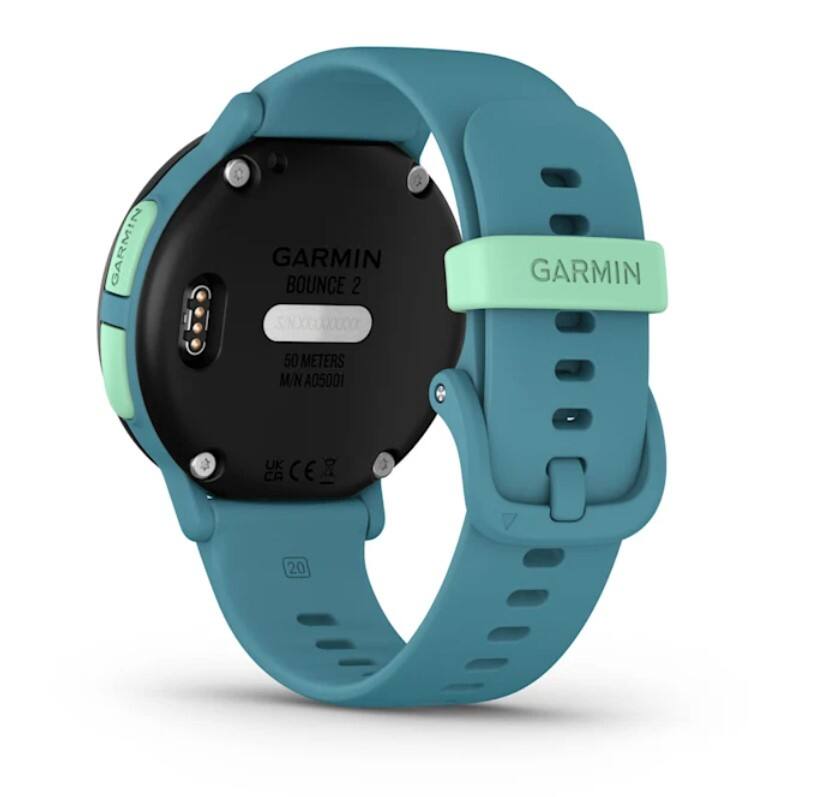 GARMIN BOUNCE 2  
S/N XXXX  
50 METERS  
M/N A05001  
UK 8  
CA CE 20