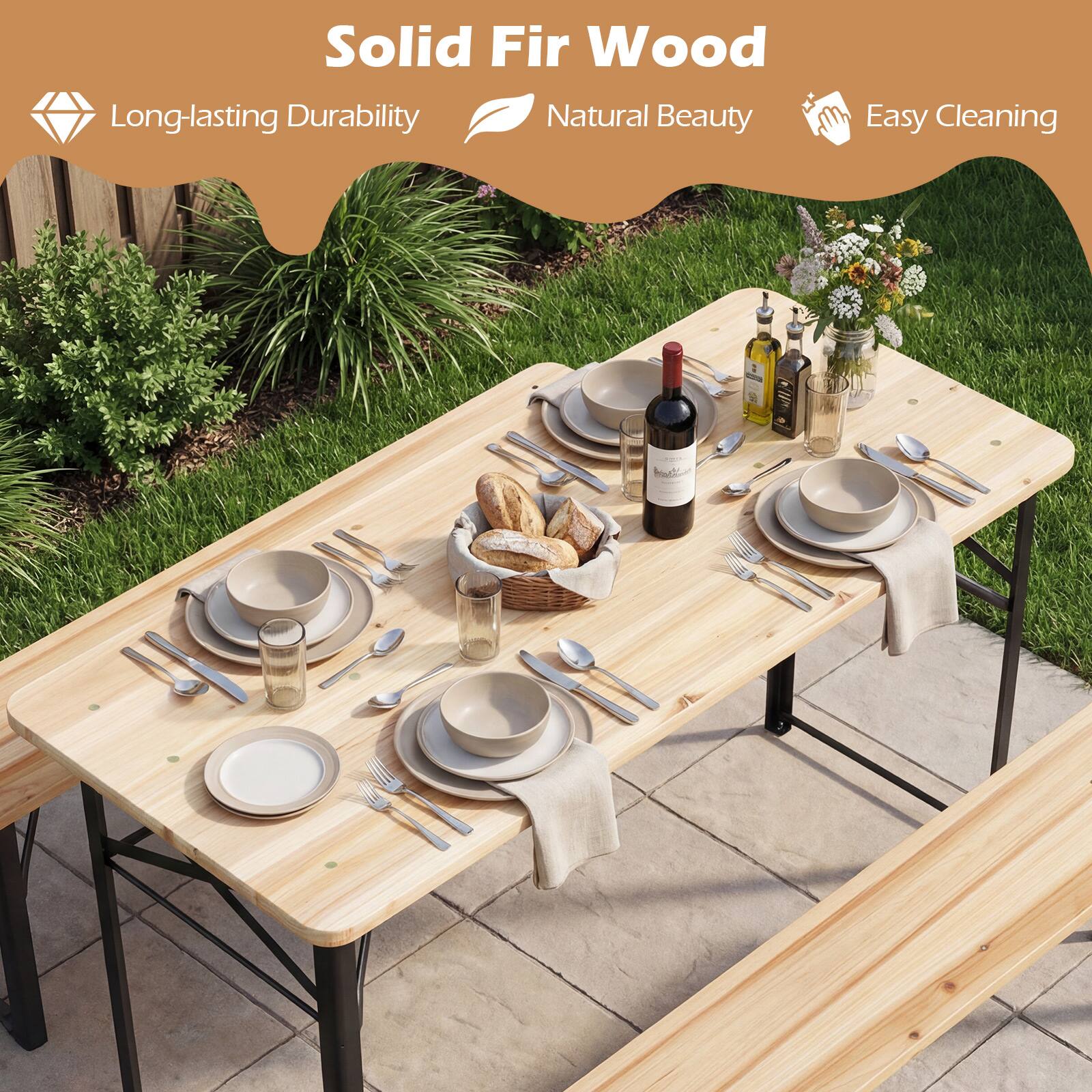 Solid Fir Wood  
- Long-lasting Durability  
- Natural Beauty  
- Easy Cleaning