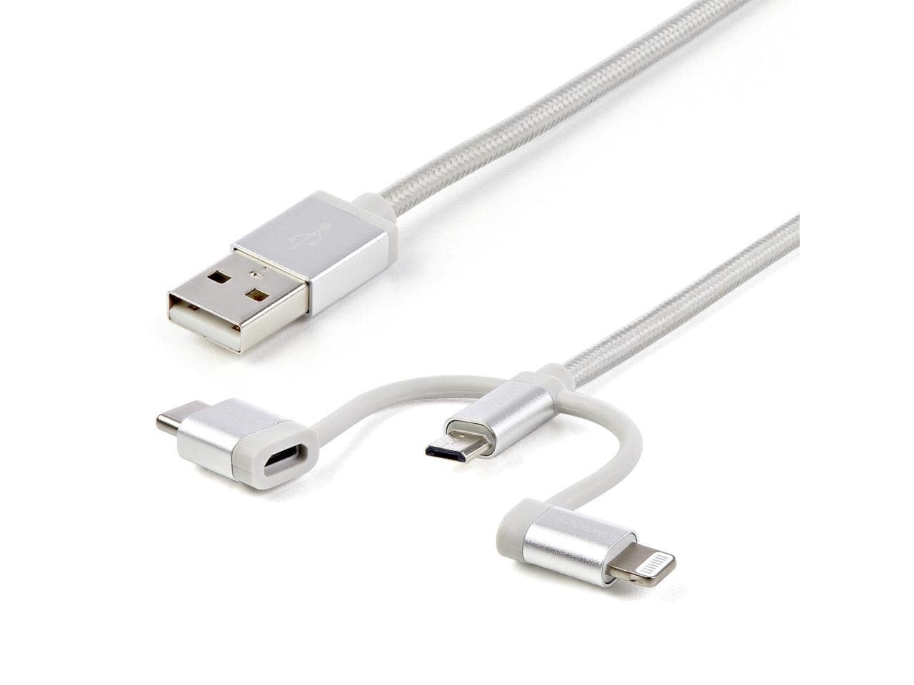 StarTech.com - StarTech 6ft USB 3-in-1 Charging Cable - Lightning/USB-C/Micro-USB, Braided, MFi Certified