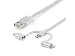StarTech.com - StarTech 6ft USB 3-in-1 Charging Cable - Lightning/USB-C/Micro-USB, Braided, MFi Certified