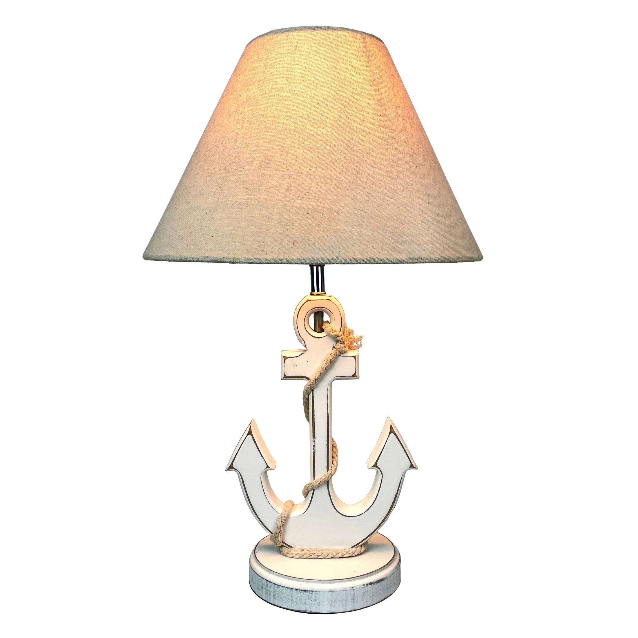 Alt View 1. Things2Die4 - Coastal White Anchor Table Lamp 19" Nautical Beach Decor with Shade - White.