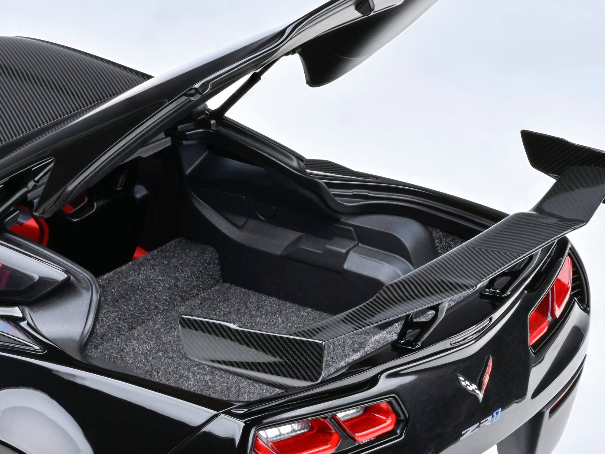 Alt View 6. Autoart - 2019 Chevrolet Corvette C7 ZR1 Black with Carbon Top 1/18 Model Car by Autoart.