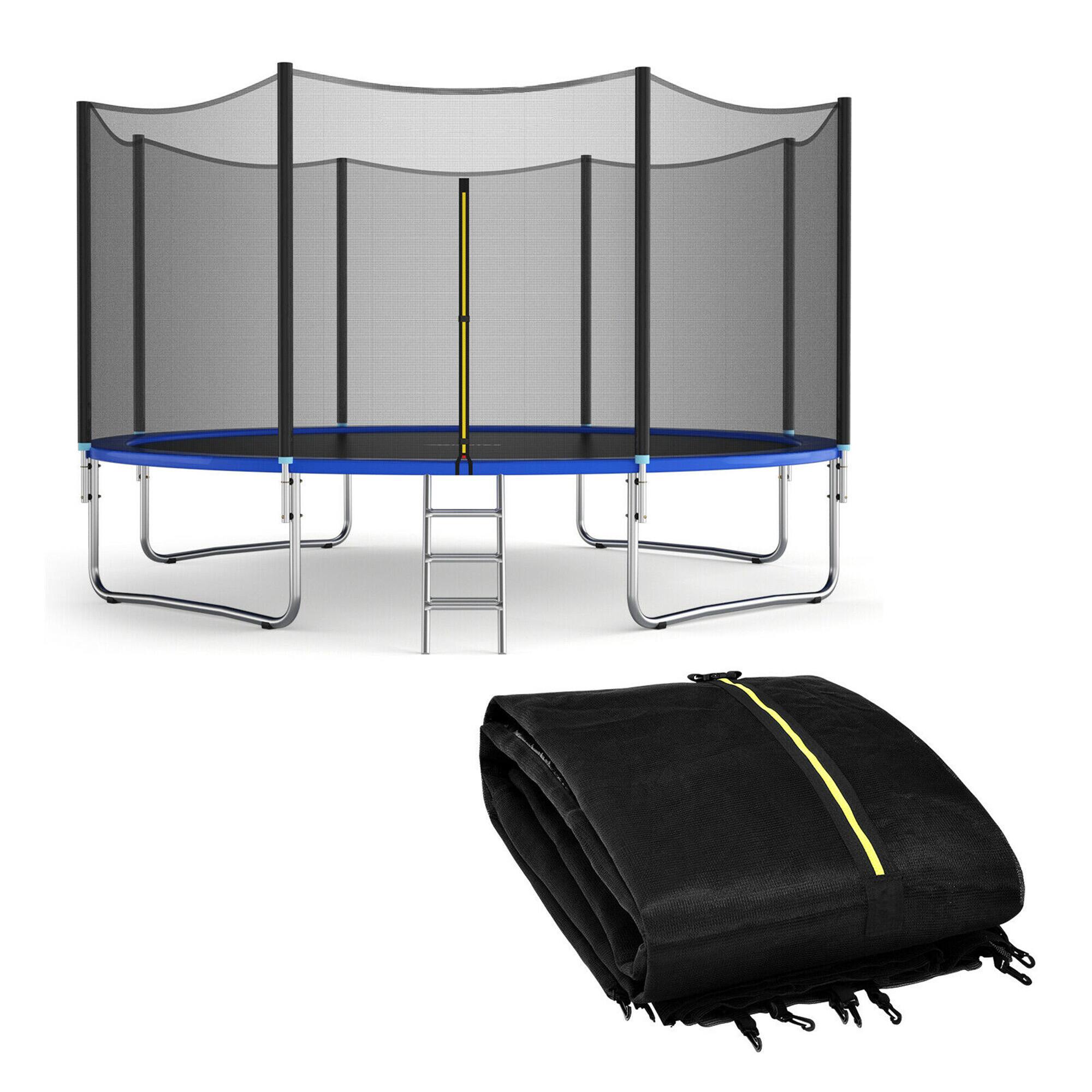 Alt View 6. Gymax - Gymax 14FT Replacement Trampoline Safety Enclosure Net w/ Zipper & Protection Buckles - Black.