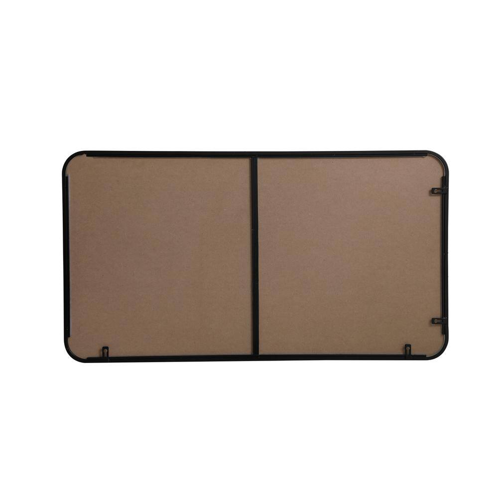 Angle. Elegant Decor - Soft corner metal rectangular mirror 22x40 inch in Black - Black.