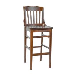 Emma + Oliver - School House Back Wooden Restaurant Dining Barstool - Walnut