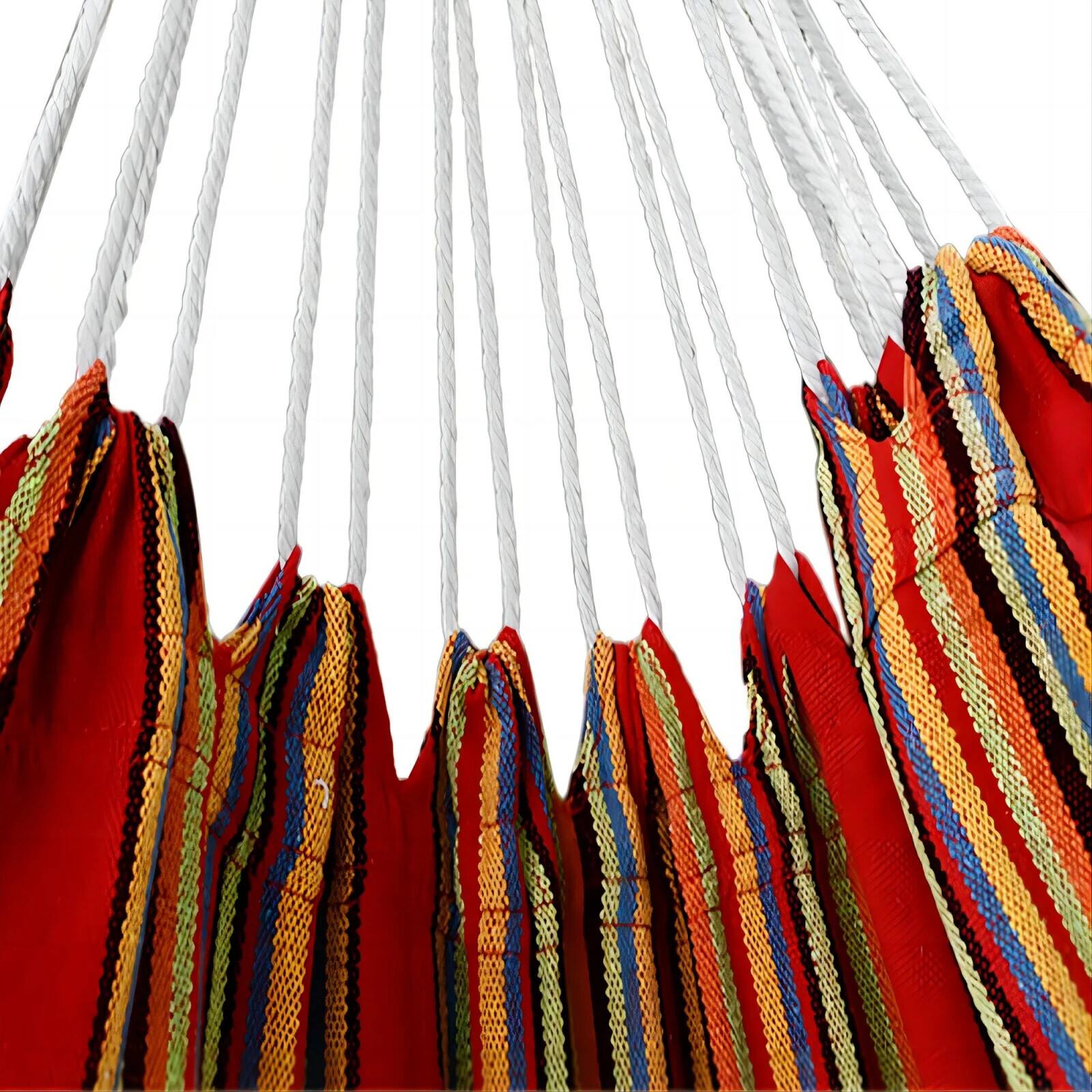 Alt View 5. SKONYON - 2-Person Brazilian-Style Cotton Double Hammock Bed with Portable Carrying Bag - Rainbow.