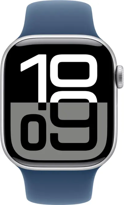 Apple Watch Series 10 (GPS) 42mm Aluminum Case with Denim Sport Band - M/L - Silver