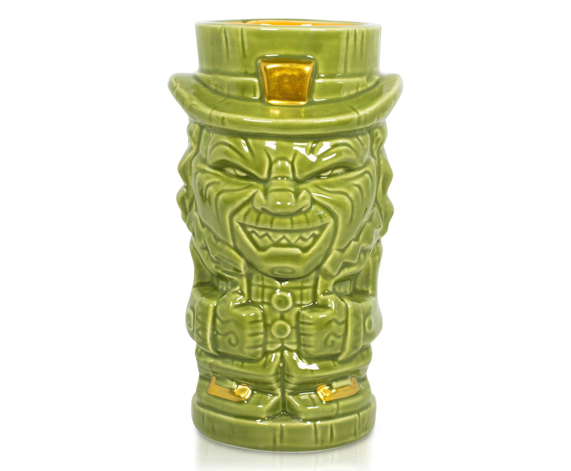 Front. ThinkGeek - Geeki Tikis Leprechaun Movie Mug | Ceramic Tiki Style Cup | Holds 18 Ounces - Green.