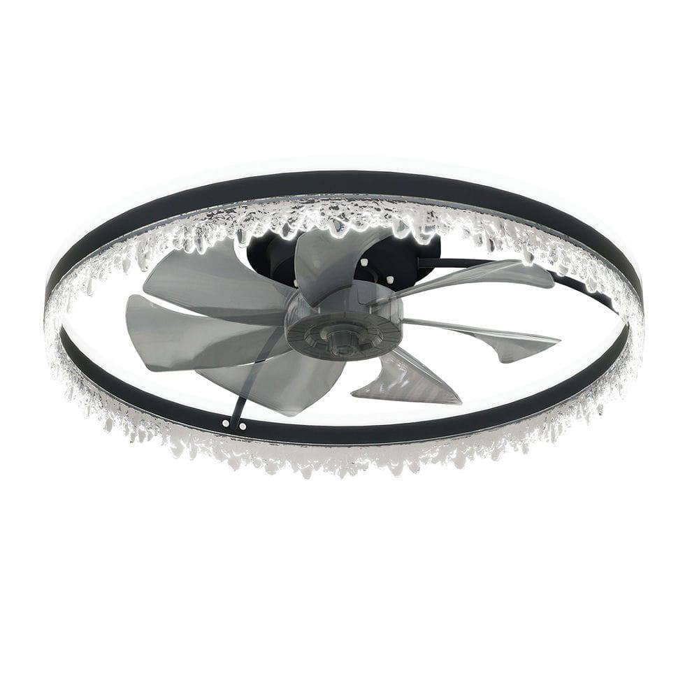 Angle. Kadyn - Modern LED Ceiling Fan with Light – 24'' Dimmable Ceiling Light with Invisible Blades, Black - Black.