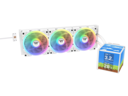 Thermaltake - MINECUBE 360 Ultra CPU Liquid Cooler, 3x120mm ARGB Fans, 360mm Rad, 4x TFT LCD, Intel/AMD - Snow