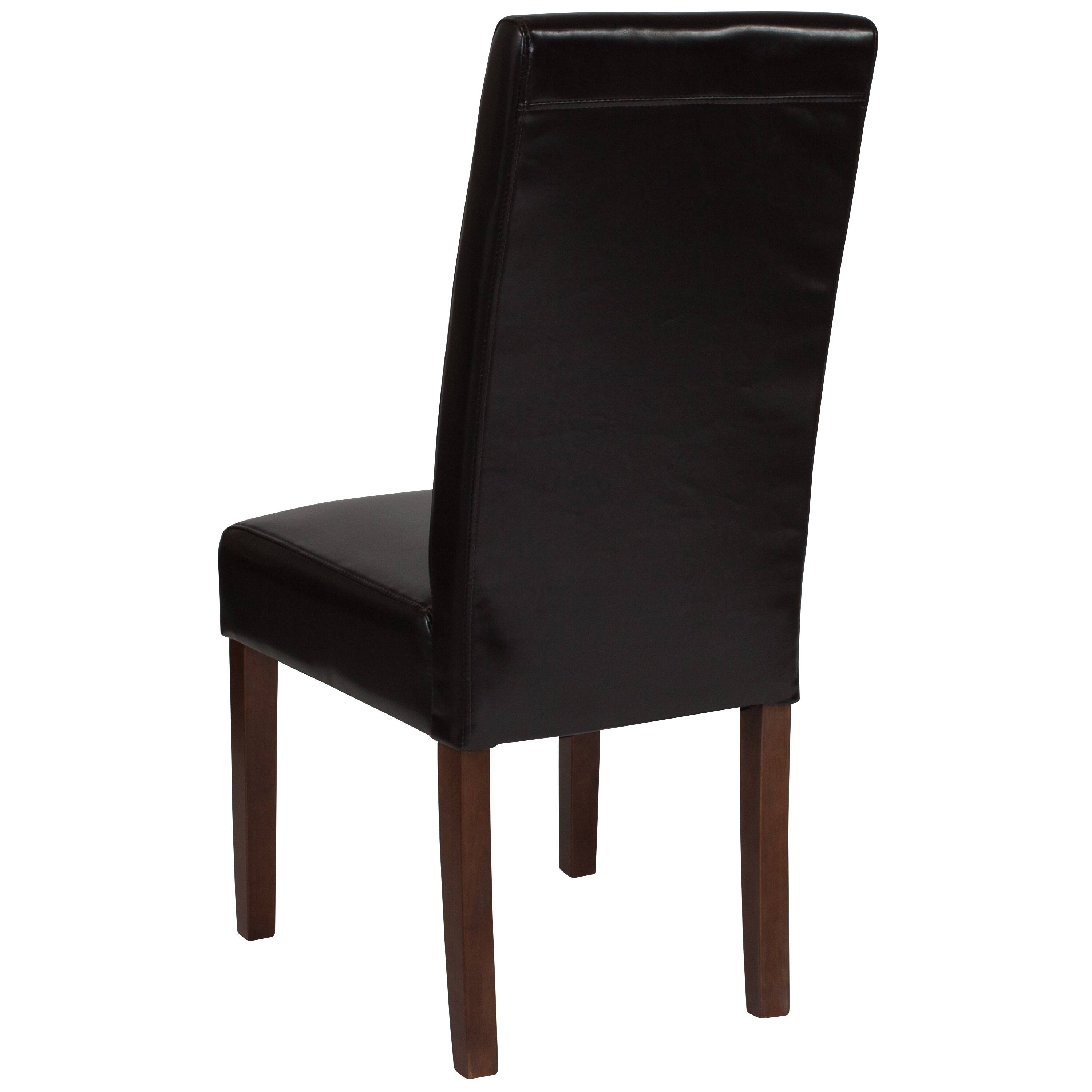 Alt View 13. Alamont Home - Greenwich Series Upholstered Panel Back Mid-Century Parsons Dining Chairs - Brown LeatherSoft.