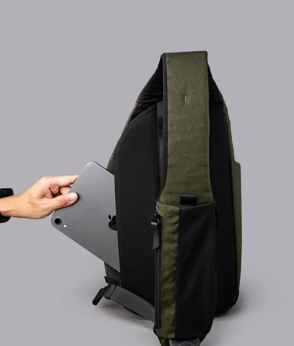 Alt View 5. ALPAKA - Metro Crossbody Left Shoulder Sling Bag Men,Sling Backpack - Fits 11" Tablet - Single Shoulder - Olive Green X-Pac X42.