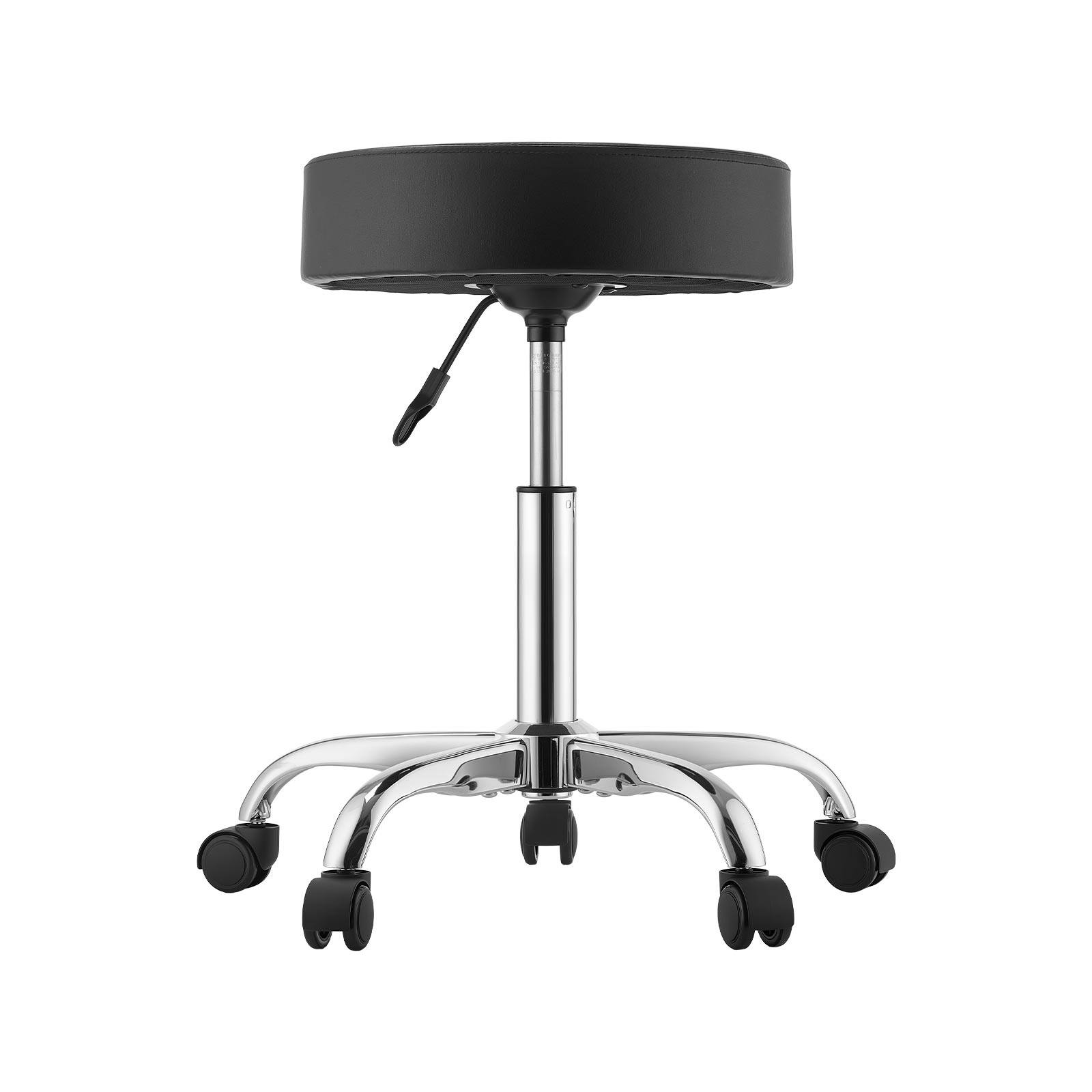 Alt View 5. VEVOR - Rolling Stools with Wheels,Set of 2, 500 lbs Weight Capacity, Height Adjustable, Thick Cushion Ergonomic PU Leather Seat - Black.