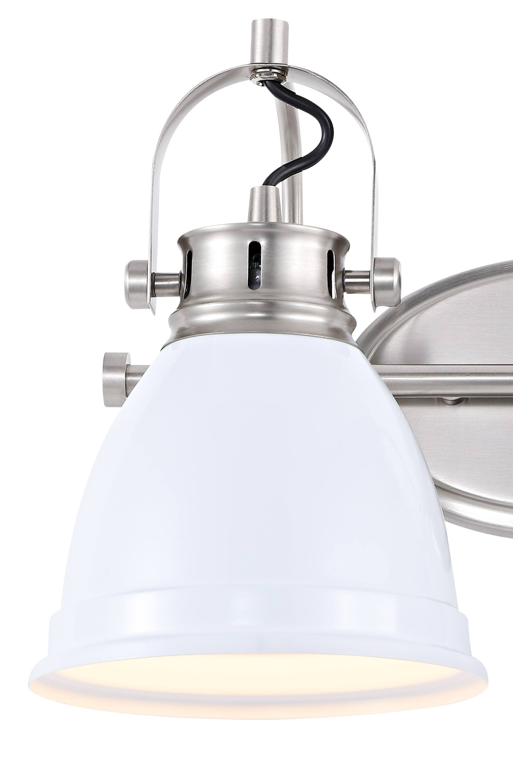 Alt View 4. Jonathan Y - Phineas 16.25" 2-Light Adjustable Farmhouse Bohemian Iron LED Vanity Light, White/Nickel - White.