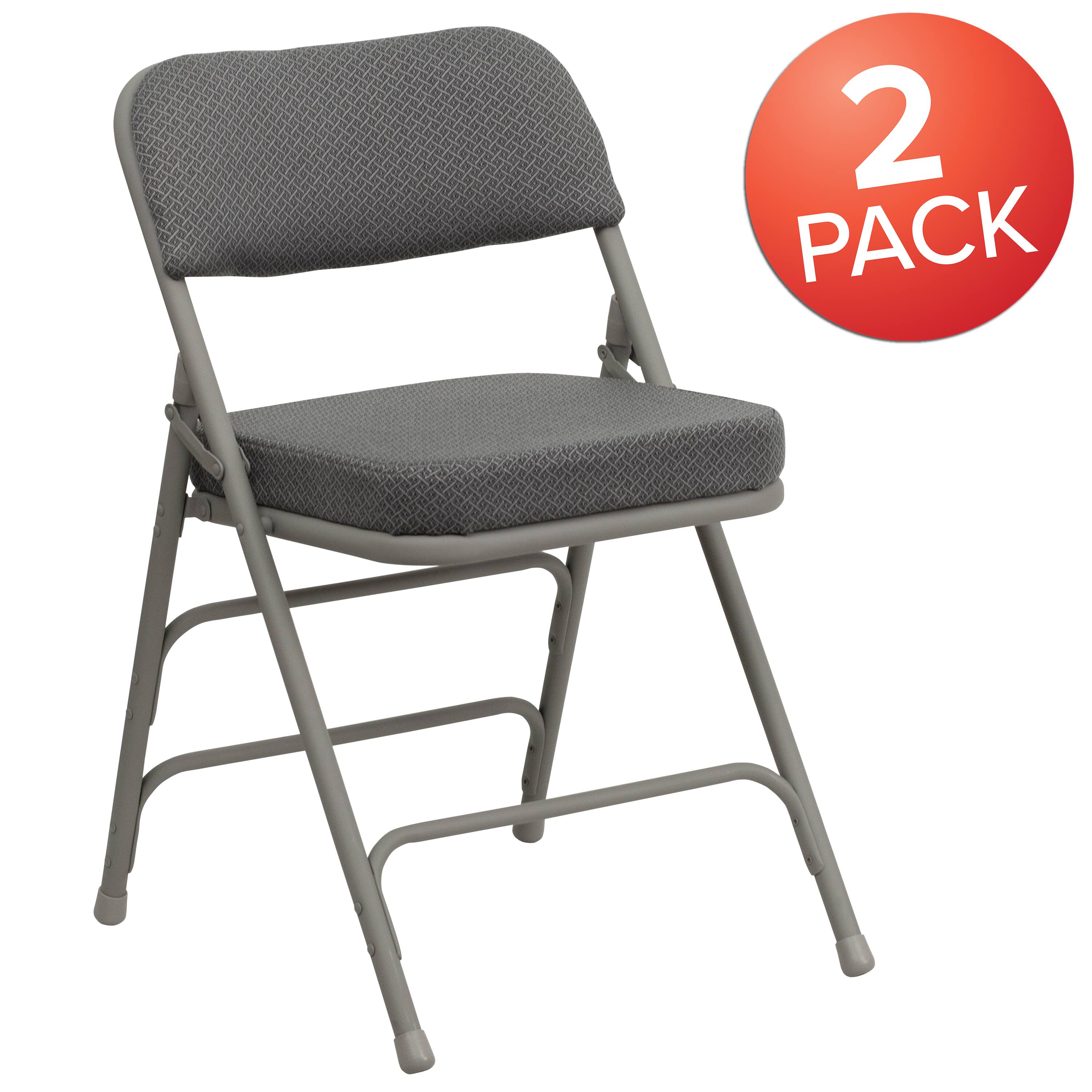 Alt View 1. Emma + Oliver - 2 Pack Home & Office Portable Party Events Fabric Padded Metal Folding Chair - Gray Fabric/Gray Frame.