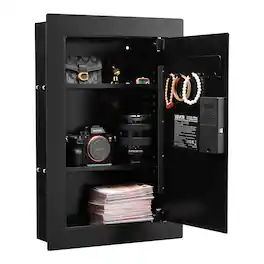 VEVOR - Wall Safe, 3-Tier Hidden Wall Safe with Fingerprint, Password, Key & Turning Knob, Q235 Cold-Rolled Steel In-Wall Box - Black