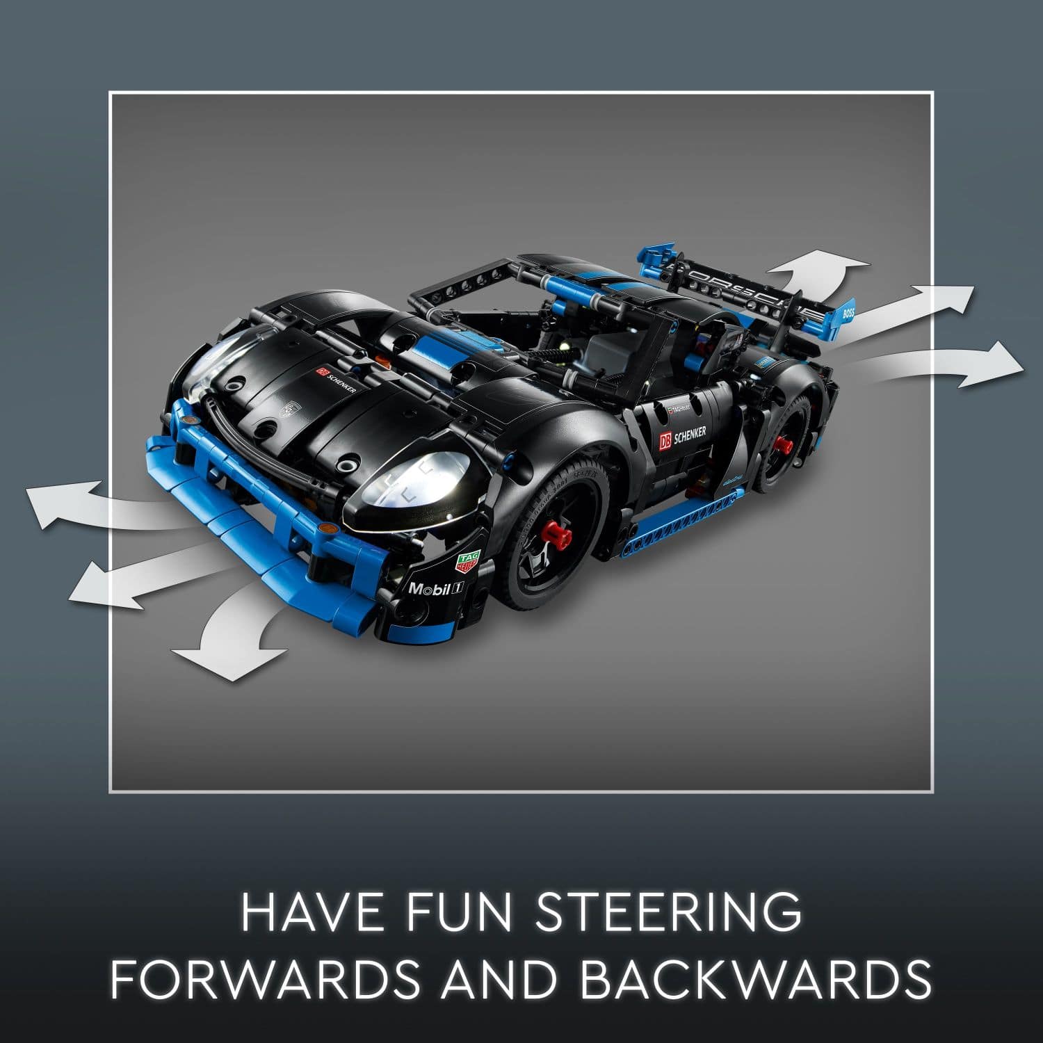 Have fun steering forwards and backwards.