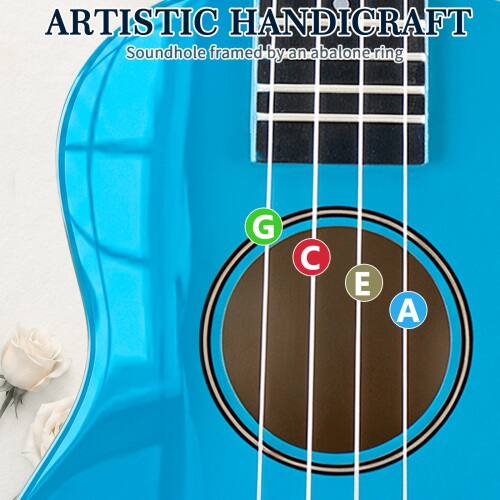 ARTISTIC HANDICRAFT  
Soundhole framed by an abalone ring  
G C E A