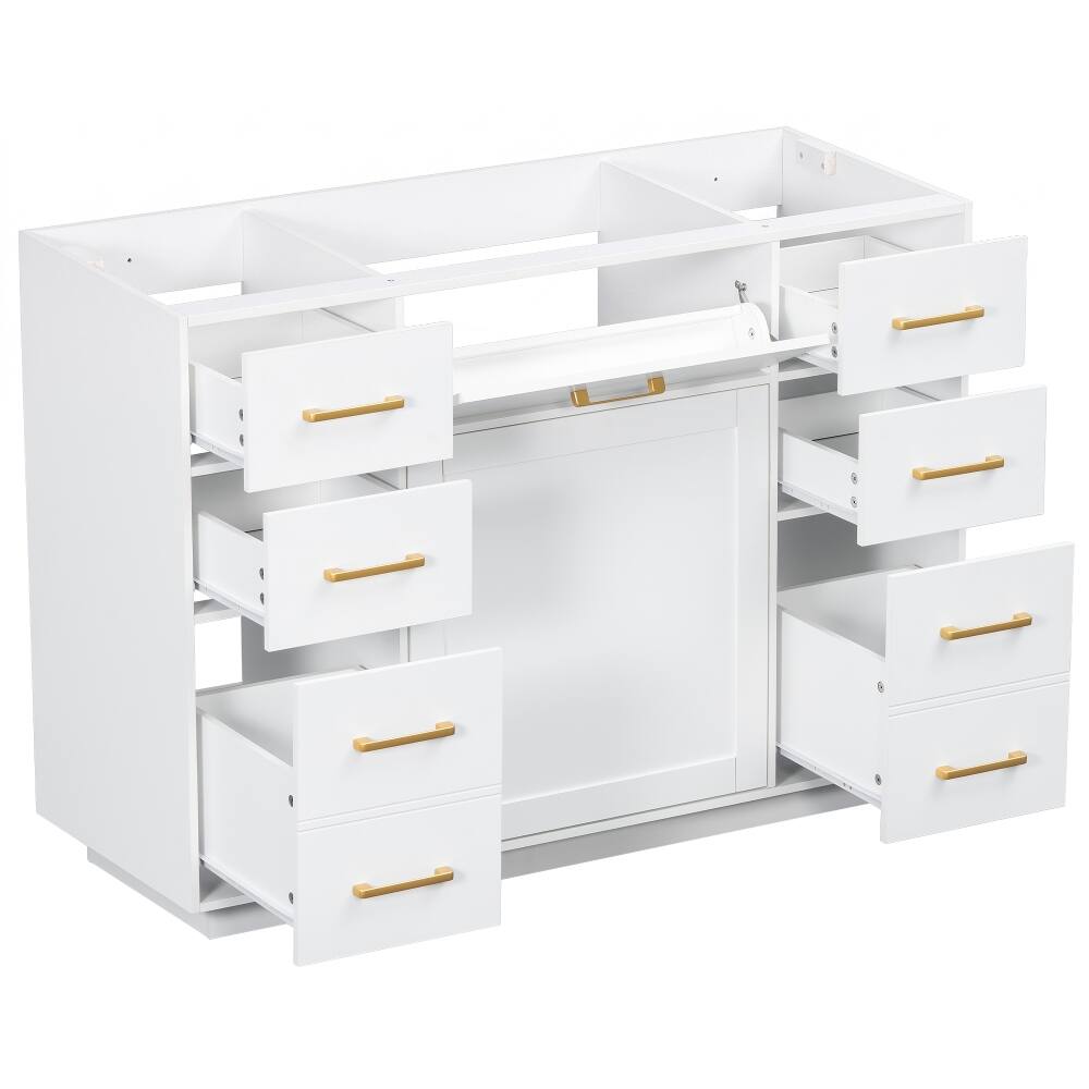 Alt View 4. Loheer - Loheer 48 Inch Bathroom Vanity Base Only White Freestanding Cabinet No Sink - White.