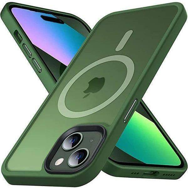 Entronix - Magnetic iPhone 14 Plus Case - Translucent Frosted Matte for Ultimate Protection - Green