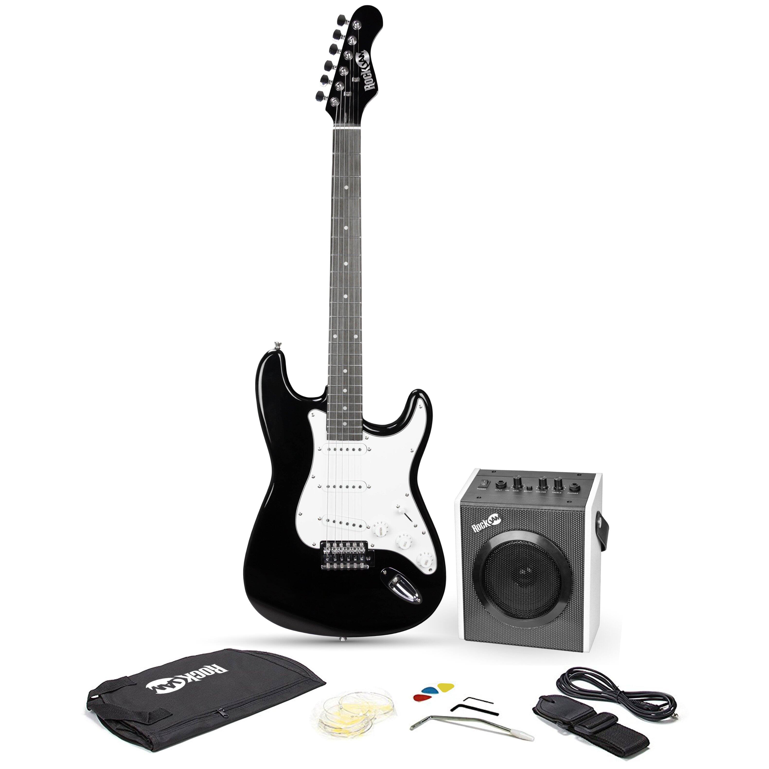 Rockjam Full Size Electric Guitar Kit Black EG1-BK-SK-V