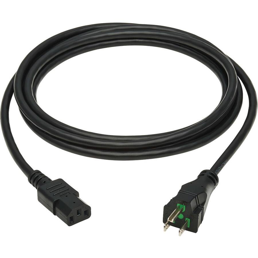 Alt View 4. Tripp Lite - Eaton Tripp Lite Series Safe-IT Antibacterial Hospital-Grade Power Cord, 5-15P to C13 - Green Dot, 13A, 125V, 16 AWG - Black.
