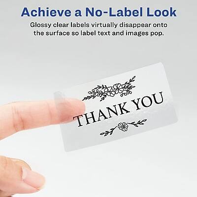 Achieve a No-Label Look  
Glossy clear labels virtually disappear onto the surface so label text and images pop.  

THANK YOU