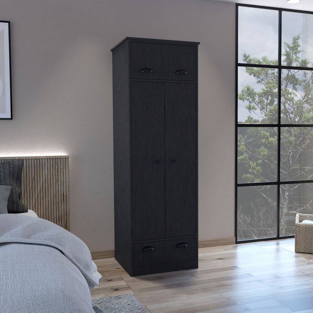 Alt View 2. TuHome - Falkland Armoire Black MDF - Black.