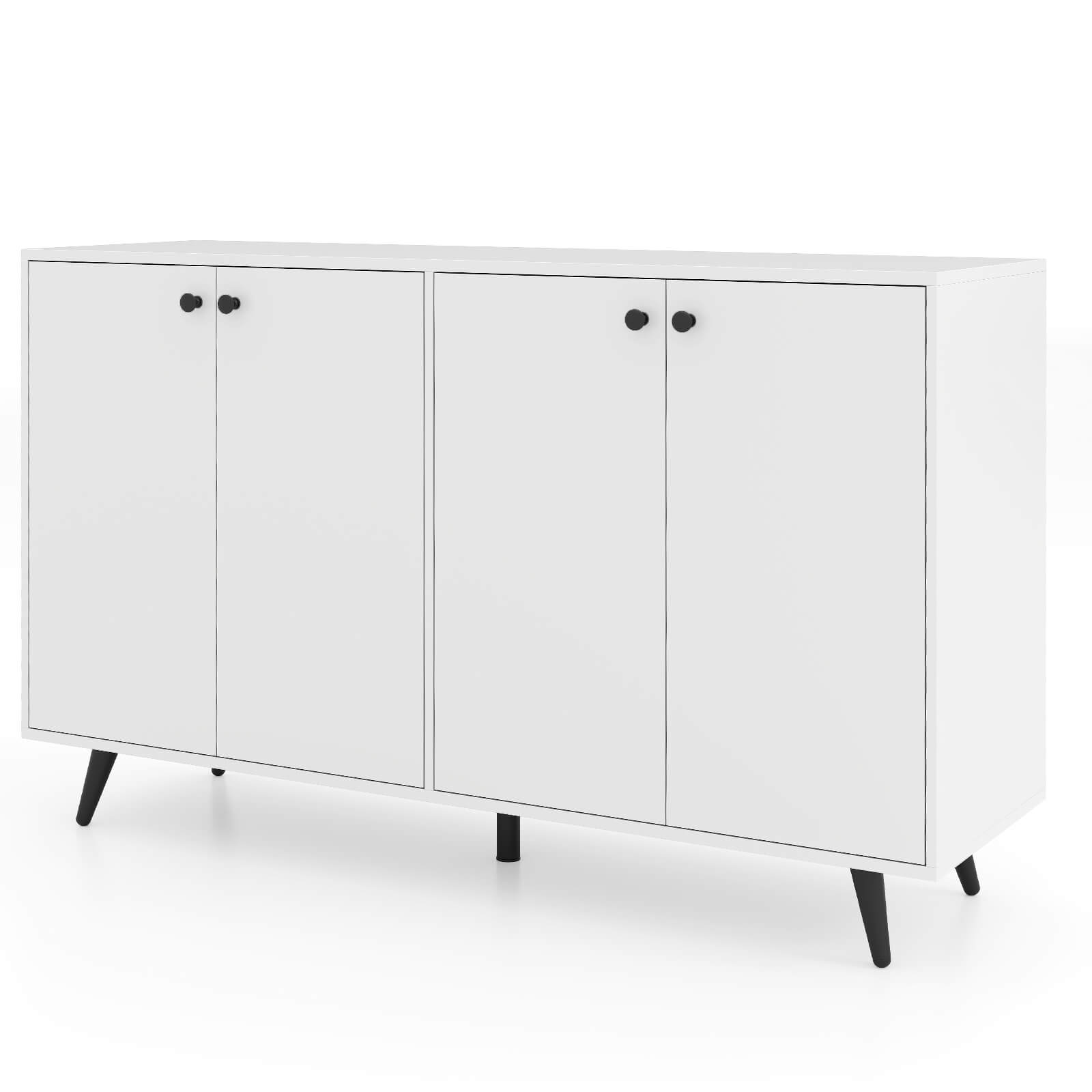 Alt View 9. Costway - Costway Buffet Sideboard Mid Century Modern 4-Door Storage Cabinet 50" Accent Cabinet - White.
