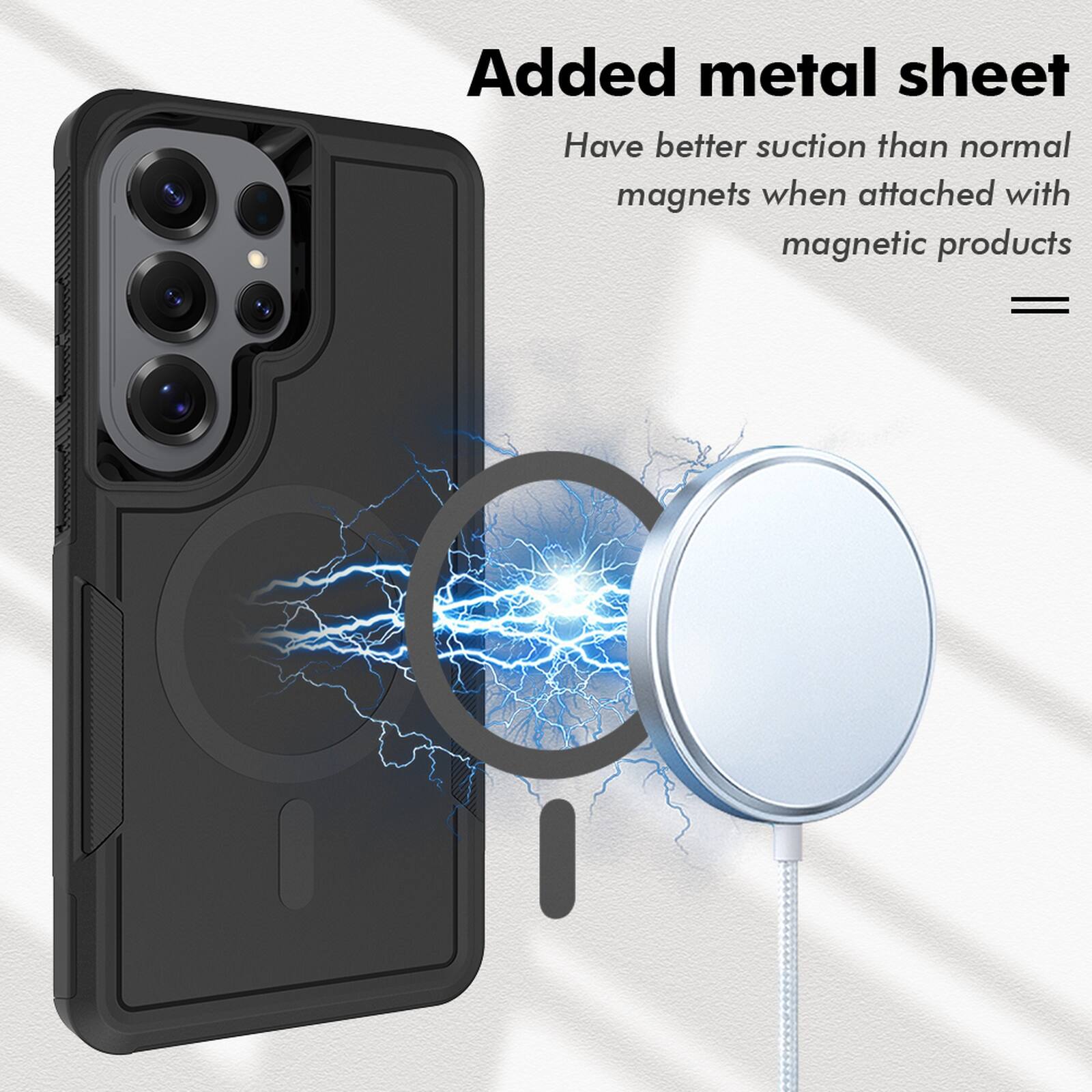 Added metal sheet  
Have better suction than normal magnets when attached with magnetic products