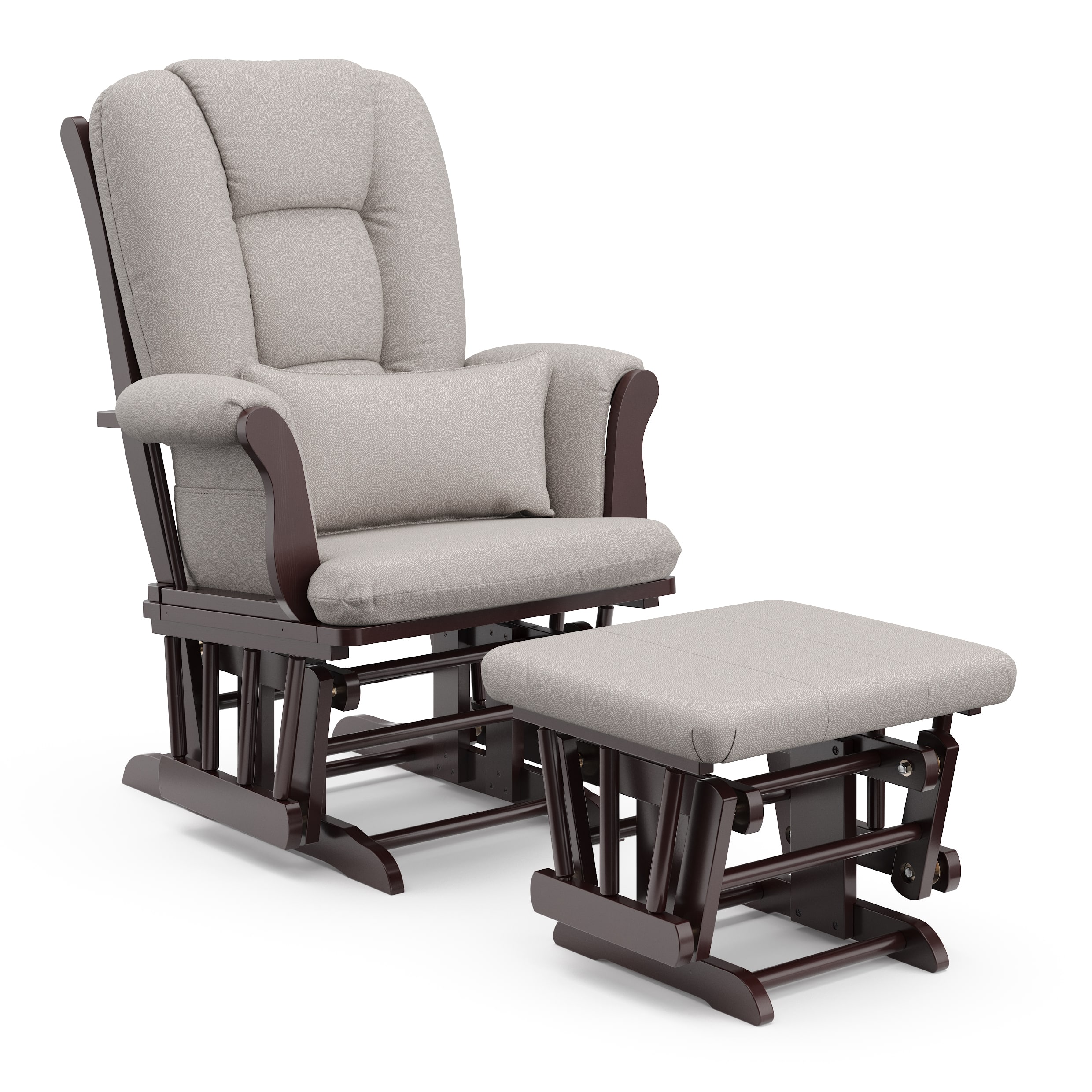 Front. Storkcraft - Tuscany Glider and Ottoman - Espresso/Taupe Swirl.
