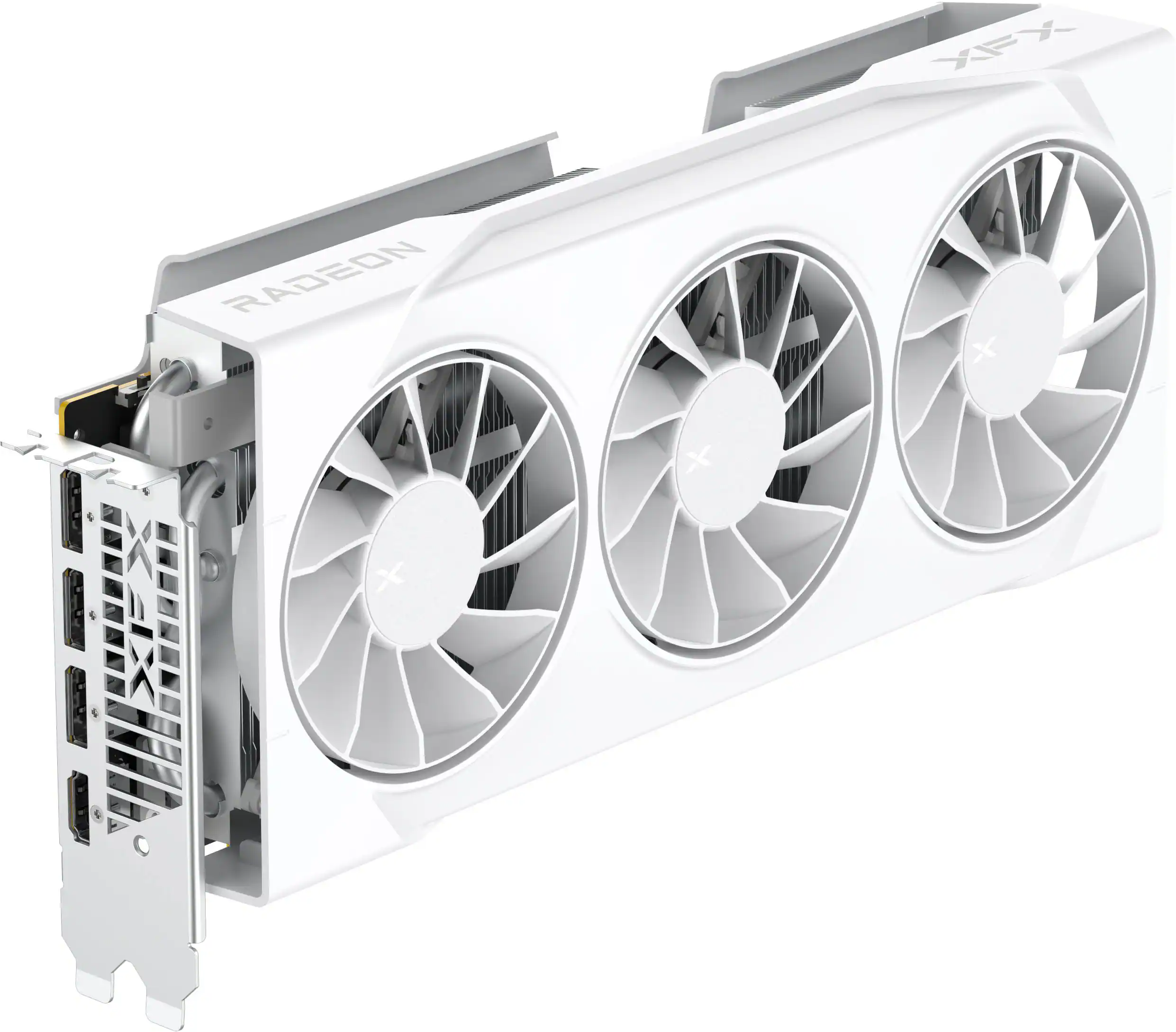 Angle. XFX - Swift AMD Radeon RX 9070GRE Triple Fan Gaming Edition with 12GB GDDR6 HDMI 3xDP, AMD RDNA 4 - White.