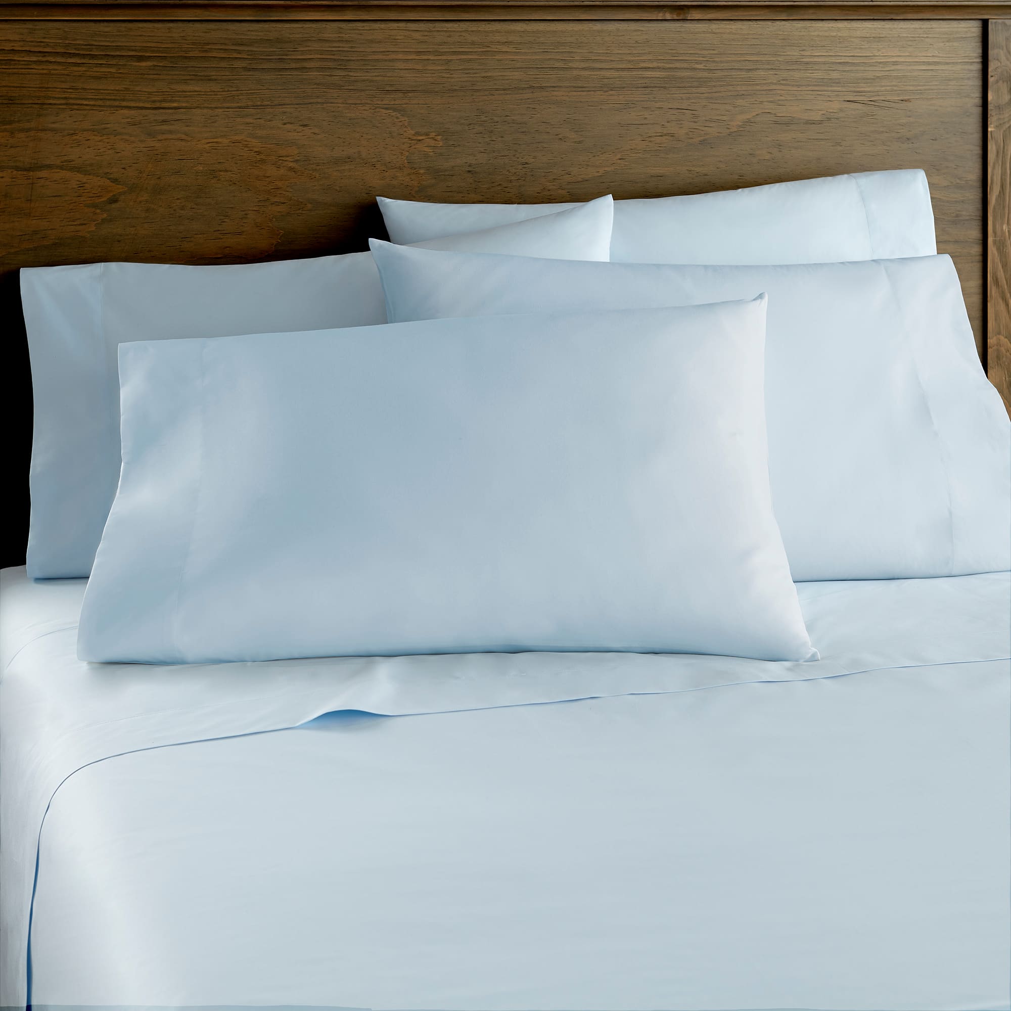 Shavel Home Products - 400 Thread Count Cotton Sateen Sheet Set, Queen - Sky blue