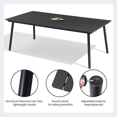 Aluminum frame for rust-free, lightweight, sturdy  
Round corner for safety protection  
Adjustable knobs to keep balanced