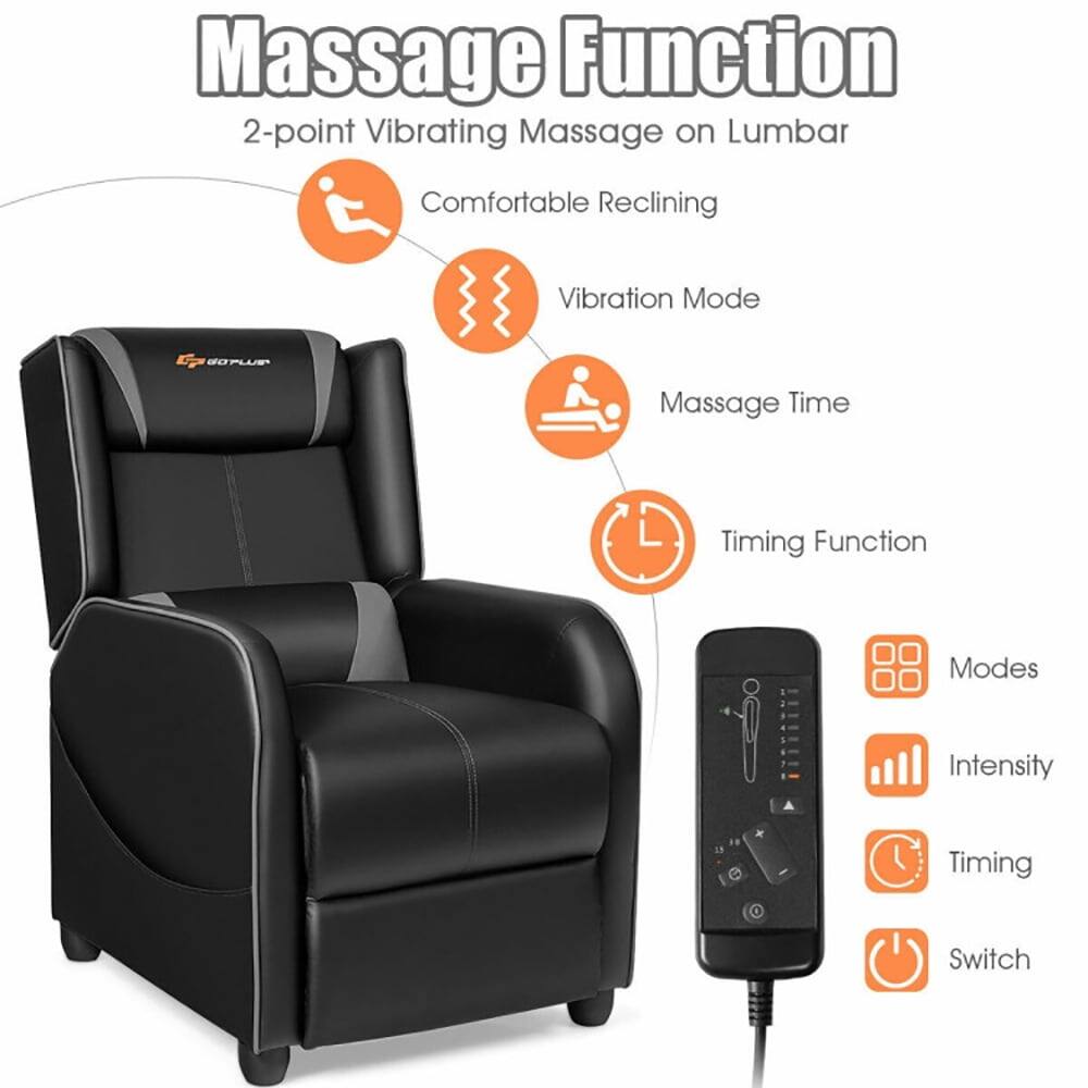 Massage Function  
2-point Vibrating Massage on Lumbar  
Comfortable Reclining  
Vibration Mode  
Massage Time  
Timing Function  
Modes  
Intensity  
Timing  
Switch