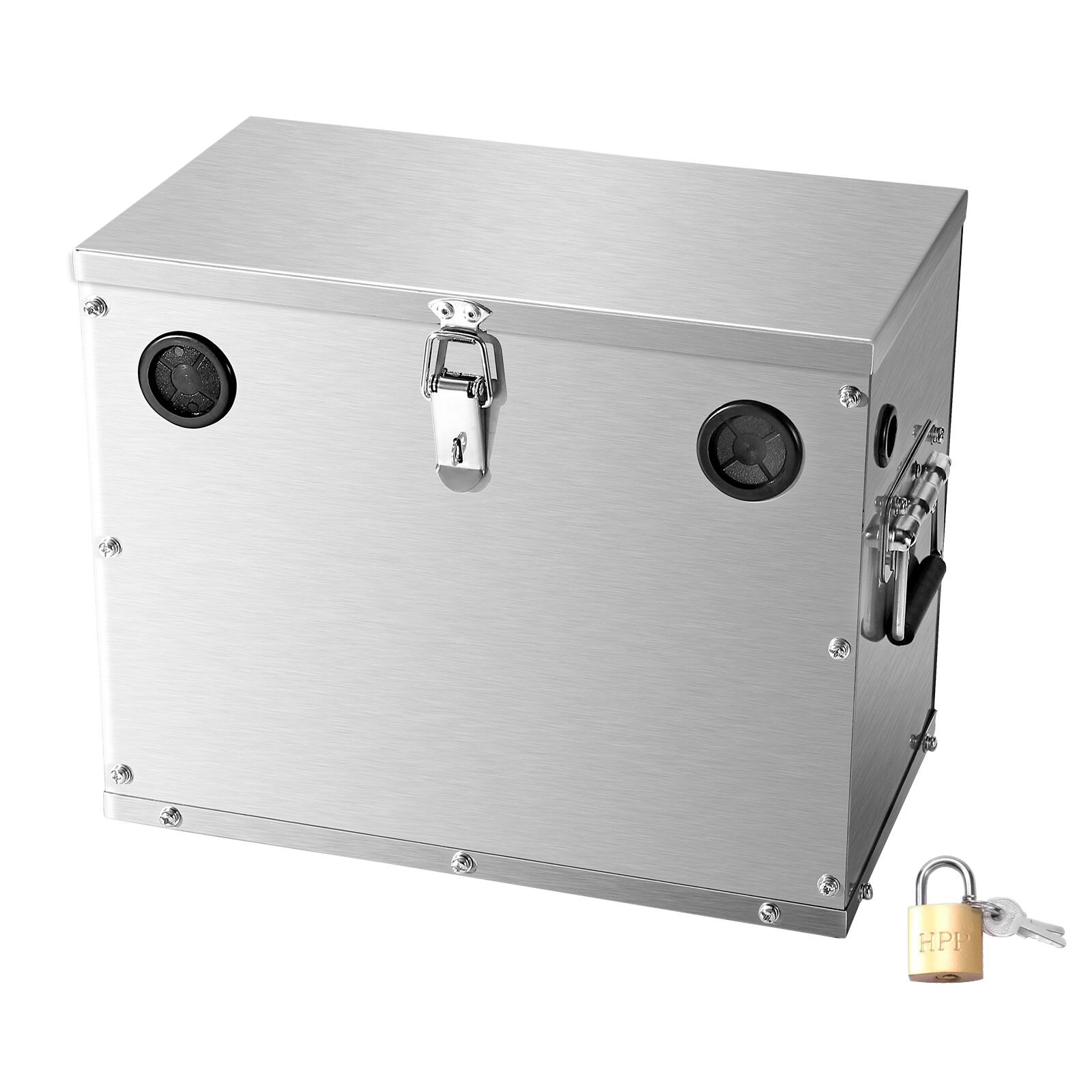 Front. VEVOR - Battery Box, Group 24/31 Trolling Motor Battery Box, Marine Batteries Case with Lock - Silver.