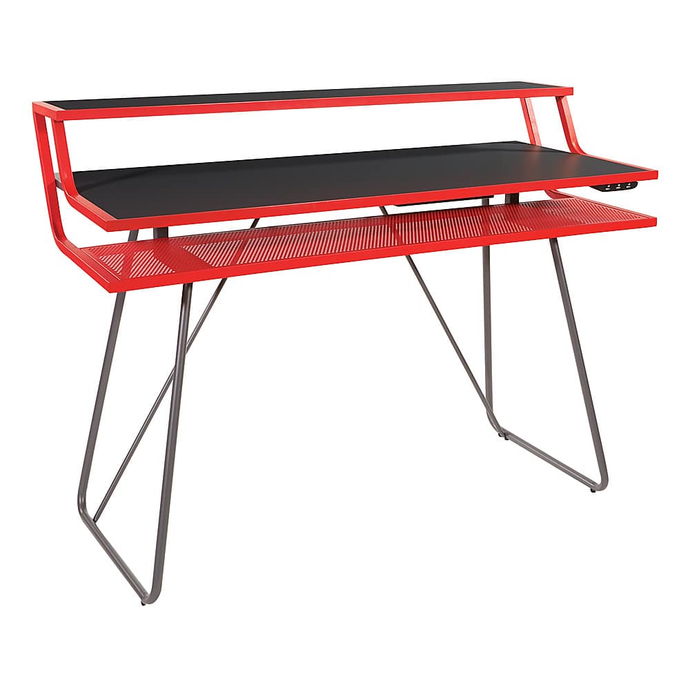 Angle Zoom. OSP Home Furnishings - Glitch Battlestation Gaming Desk - Red.