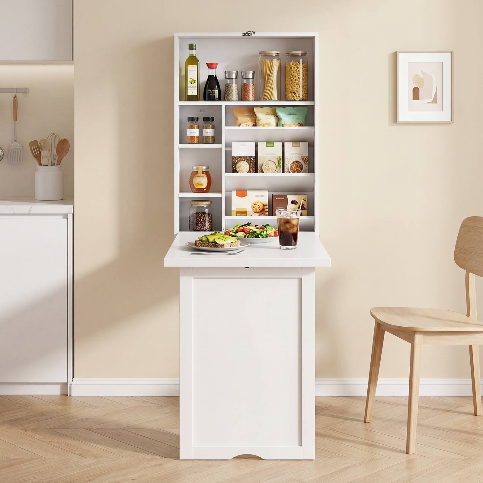 Alt View 4. Costway - Wall Mounted Computer Convertible Desk with Bookcases - White.