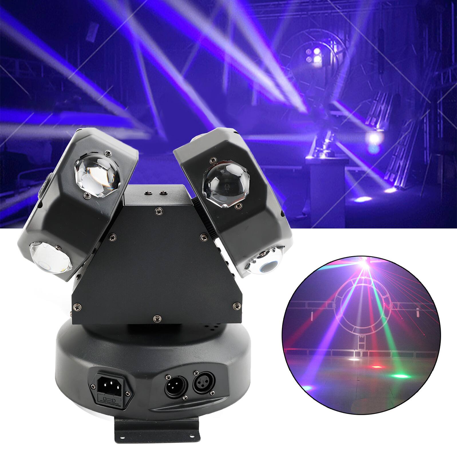Alt View 3. Topteng - 120W Moving Head Light – 8x CREE RGBW LEDs, Red/Green Laser, DMX512, 13CH, Rotating Beam, Fit for Stage, DJ & Club - Black.