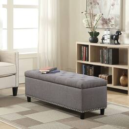Hivvago - Linen 48-inch Bedroom Storage Ottoman Bench Footrest - Gray