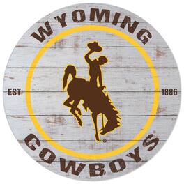 Jardine - Wyoming Cowboys 20'' x 20'' Indoor/Outdoor Weathered Circle Sign - White
