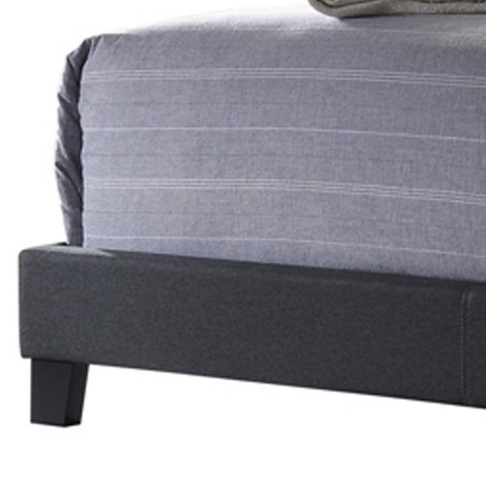 Alt View 1. Manhattan Lane - Full Size Bed with Square Button Tufted Headboard - Gray.