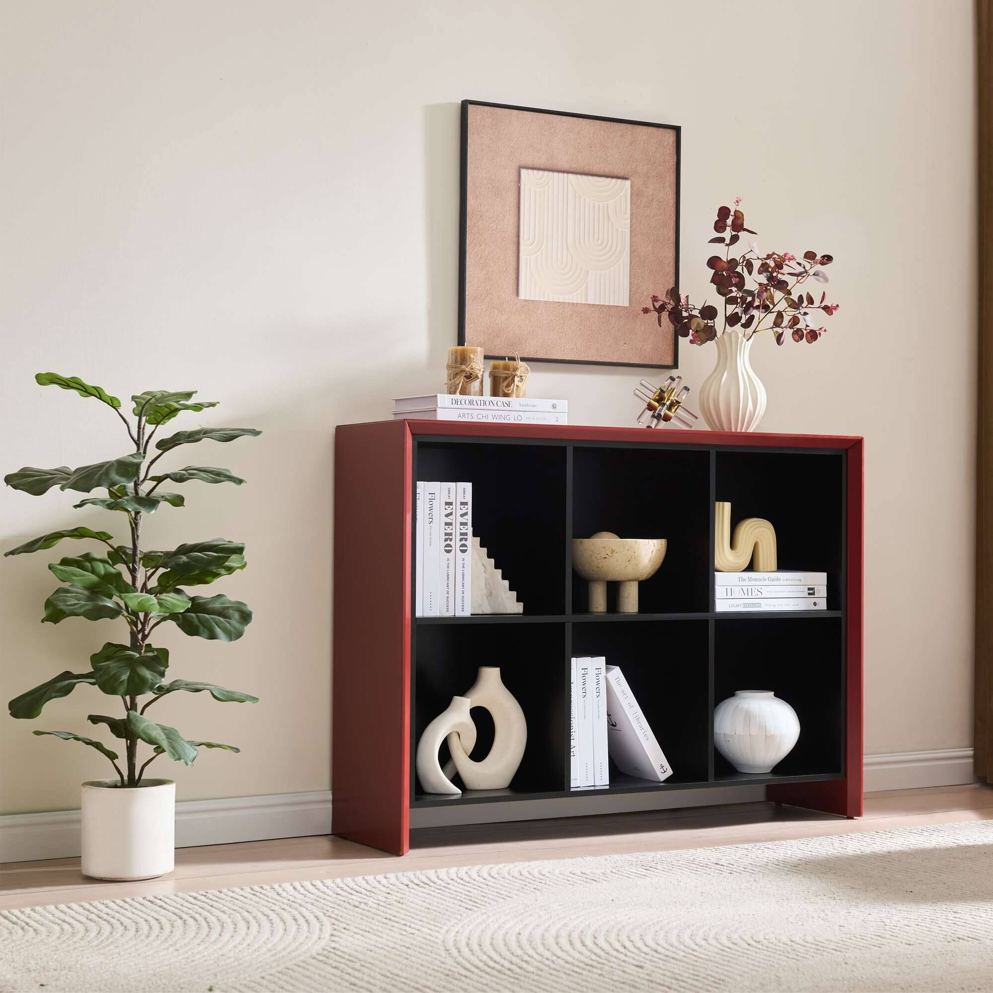 Kings Brand Furniture - Contemporary 6-Cube Storage Bookcase - Red