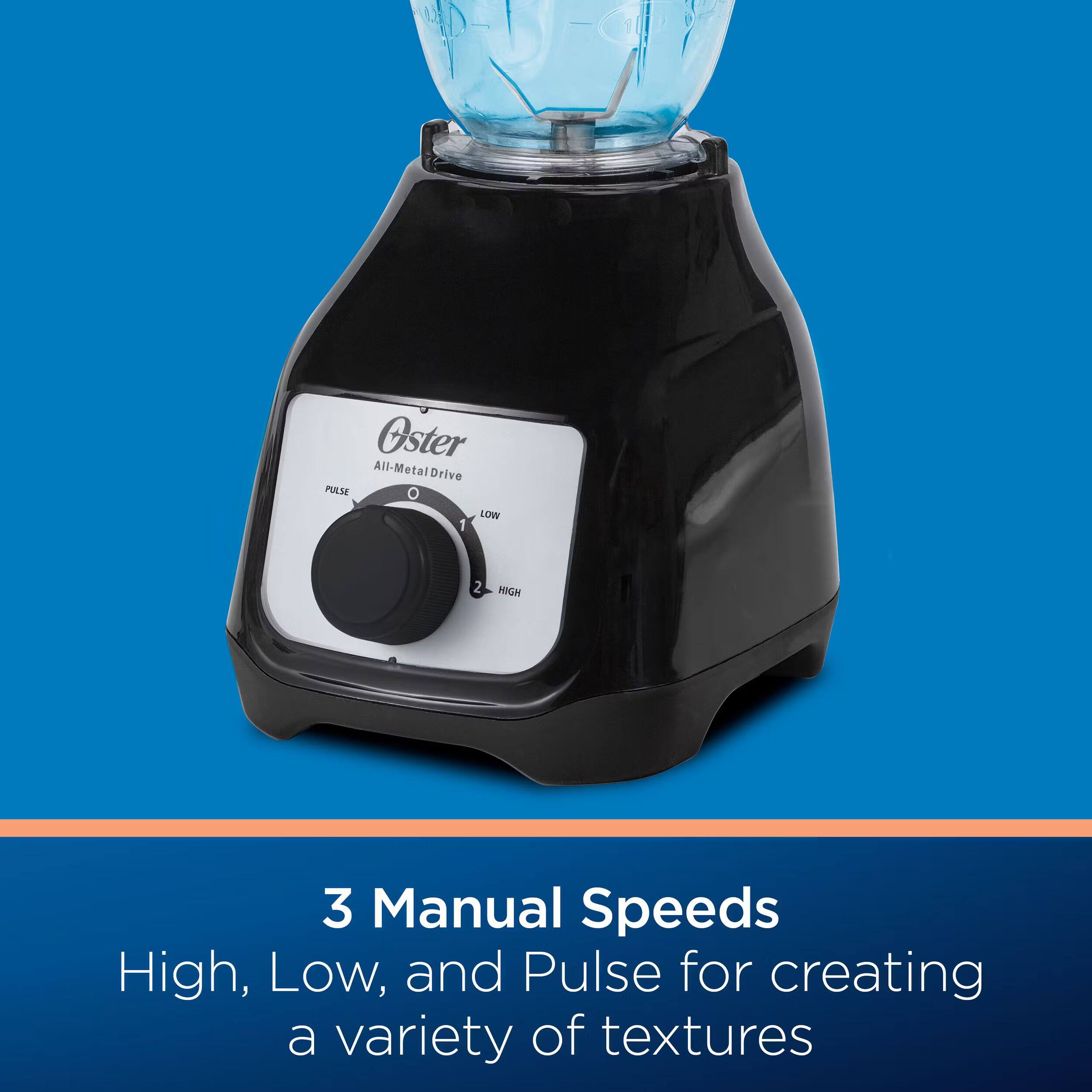Oster All-MetalDrive PULSE . LOW 1 2 HIGH 3 Manual Speeds High, Low, and Pulse for creating a variety of textures