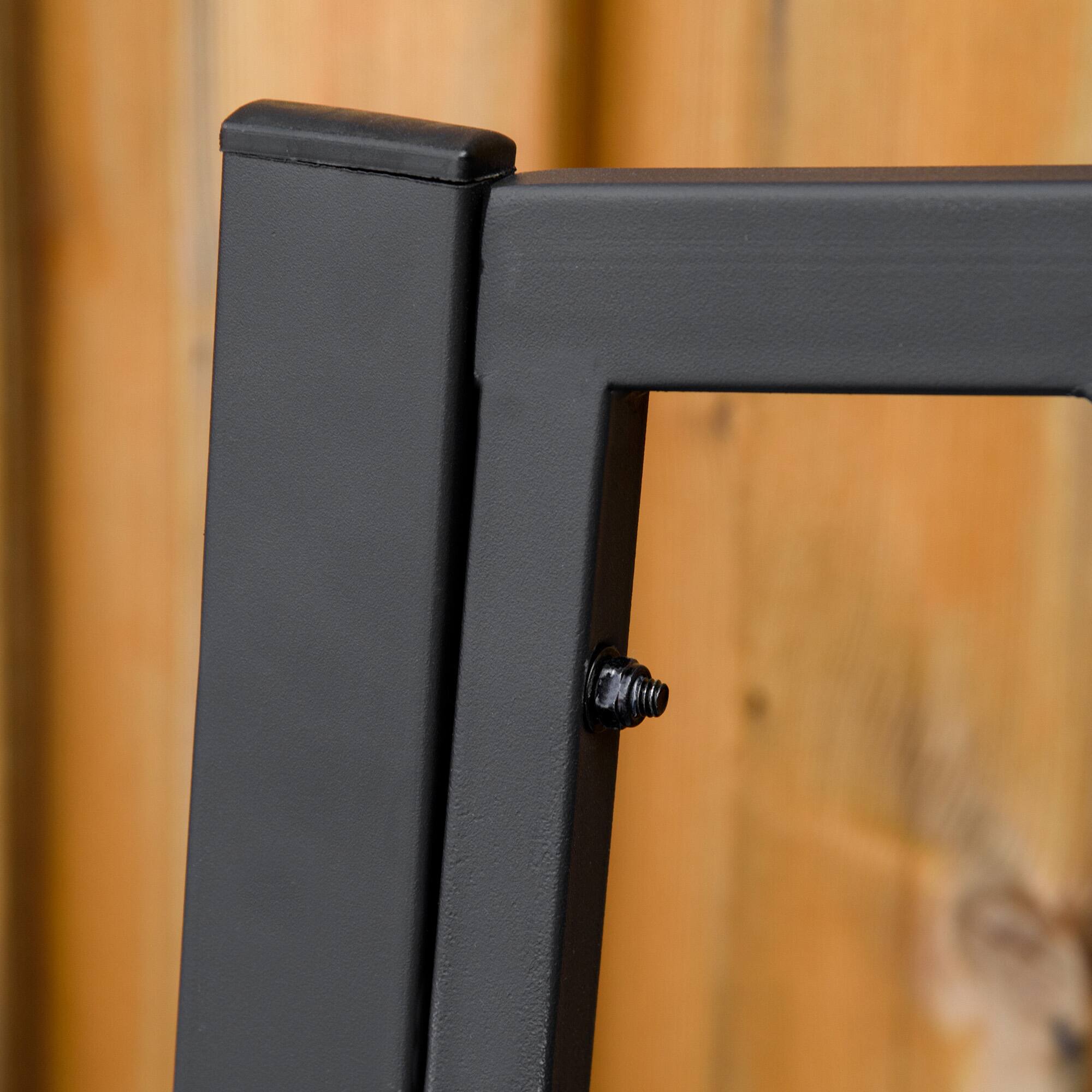 Alt View 8. Outsunny - 50" Outdoor Bench, Metal Garden Bench with V-Shaped Pattern Backrest, Porch Bench with Slatted Seat for Park, Yard, Lawn - Black.