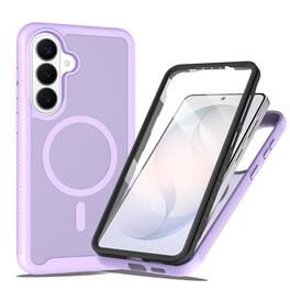 Dteck - for Samsung Galaxy S26+ Magnetic Matte Case with Built-in Screen Protector,Shockproof Full Body Protective Cover - Purple