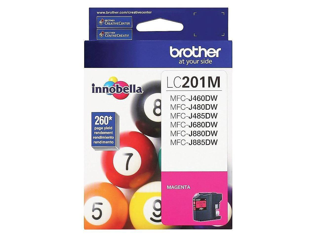www.brother.com/creativecenter  
BROTHER CREATIVE CENTER  
HT CENTRE CRATIF  
brother at your side  
LC201M  
innobella  
MFC-J460DW  
MFC-J480DW  
MFC-J485DW  
MFC-J680DW  
MFC-J880DW  
MFC-J885DW  
260* page yield  
rendement  
rendimento  
MAGENTA  
LC201M