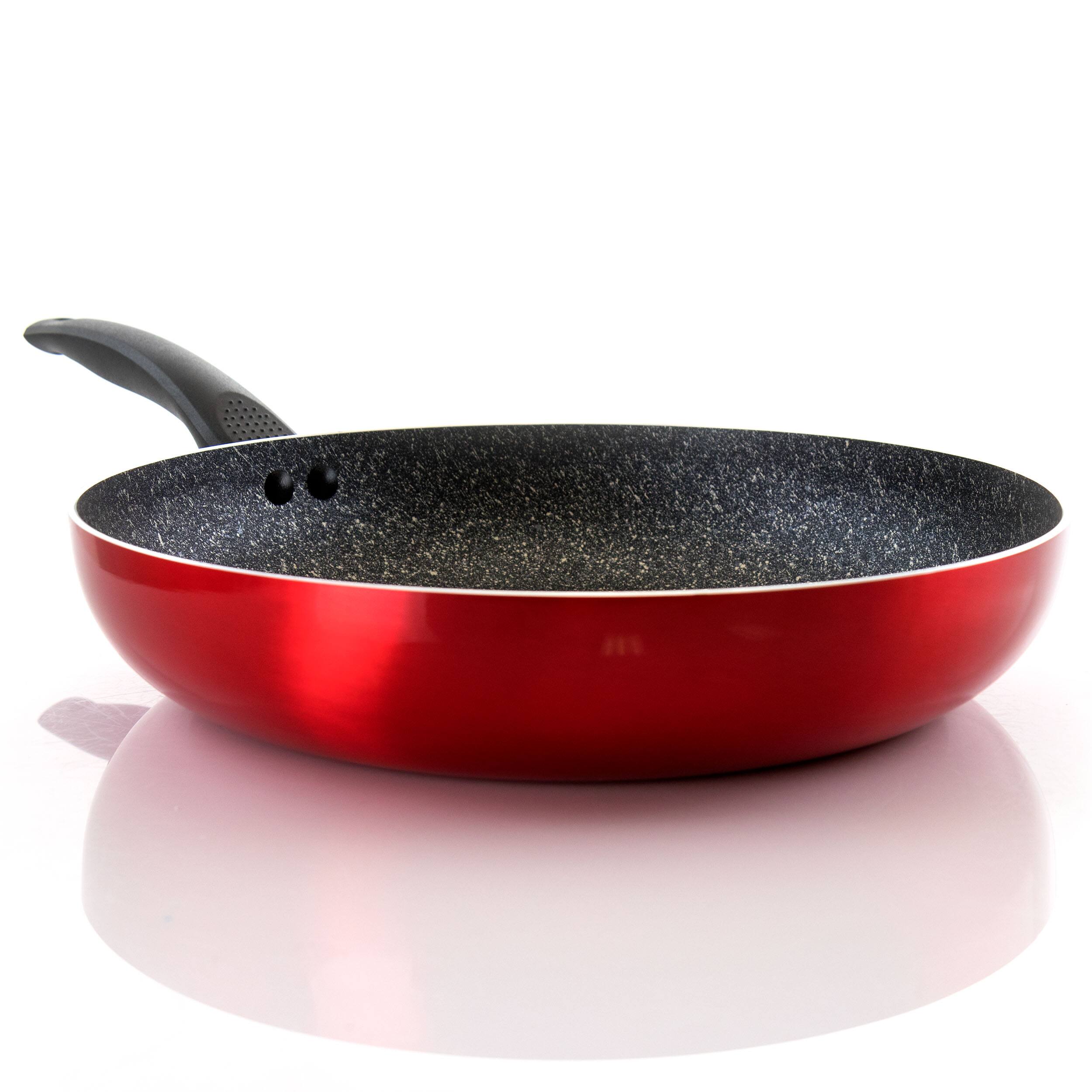 Alt View 1. Oster - Oster Merrion 12 Inch Aluminum Frying Pan in Red with Bakelite Handle - Red.