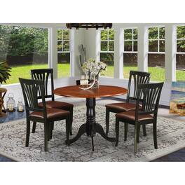 East West Furniture - 5 PC Kitchen Table set-Dining Table and 4 Kitchen Chairs - Black & Cherry