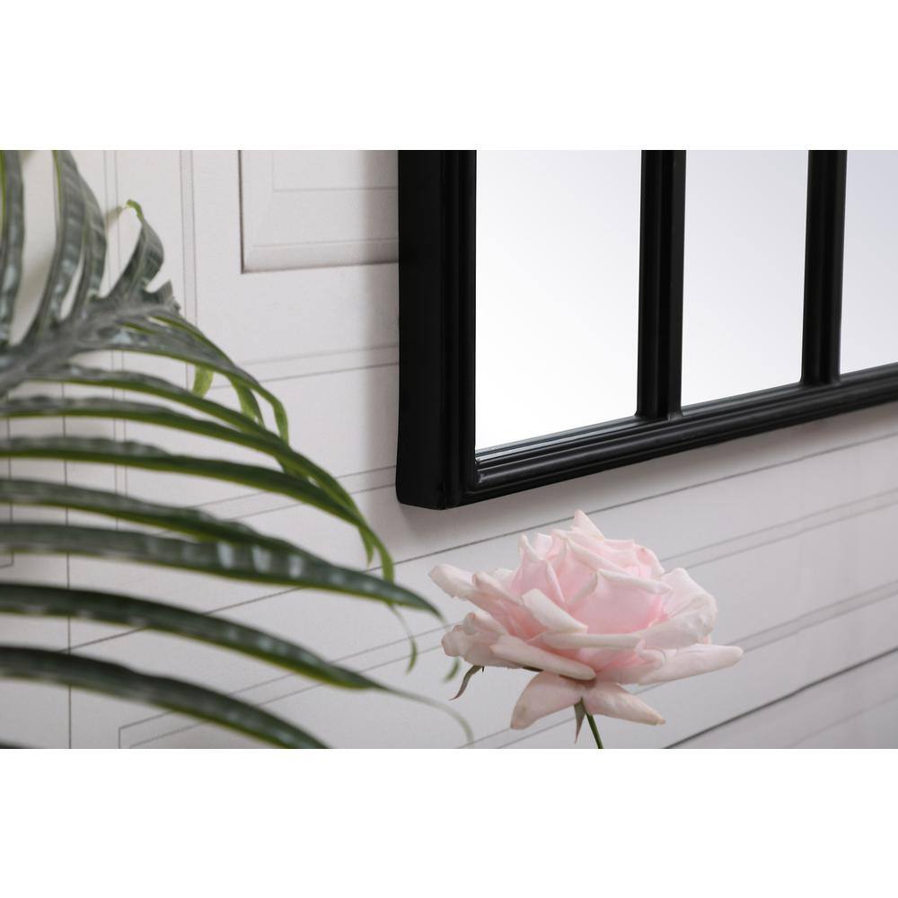 Left. Elegant Decor - Metal windowpane mirror 28 inch x 41 inch in in Black - Black.